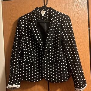 LC Lauren Conrad Black Blazer with White Polka Dots. Size 12